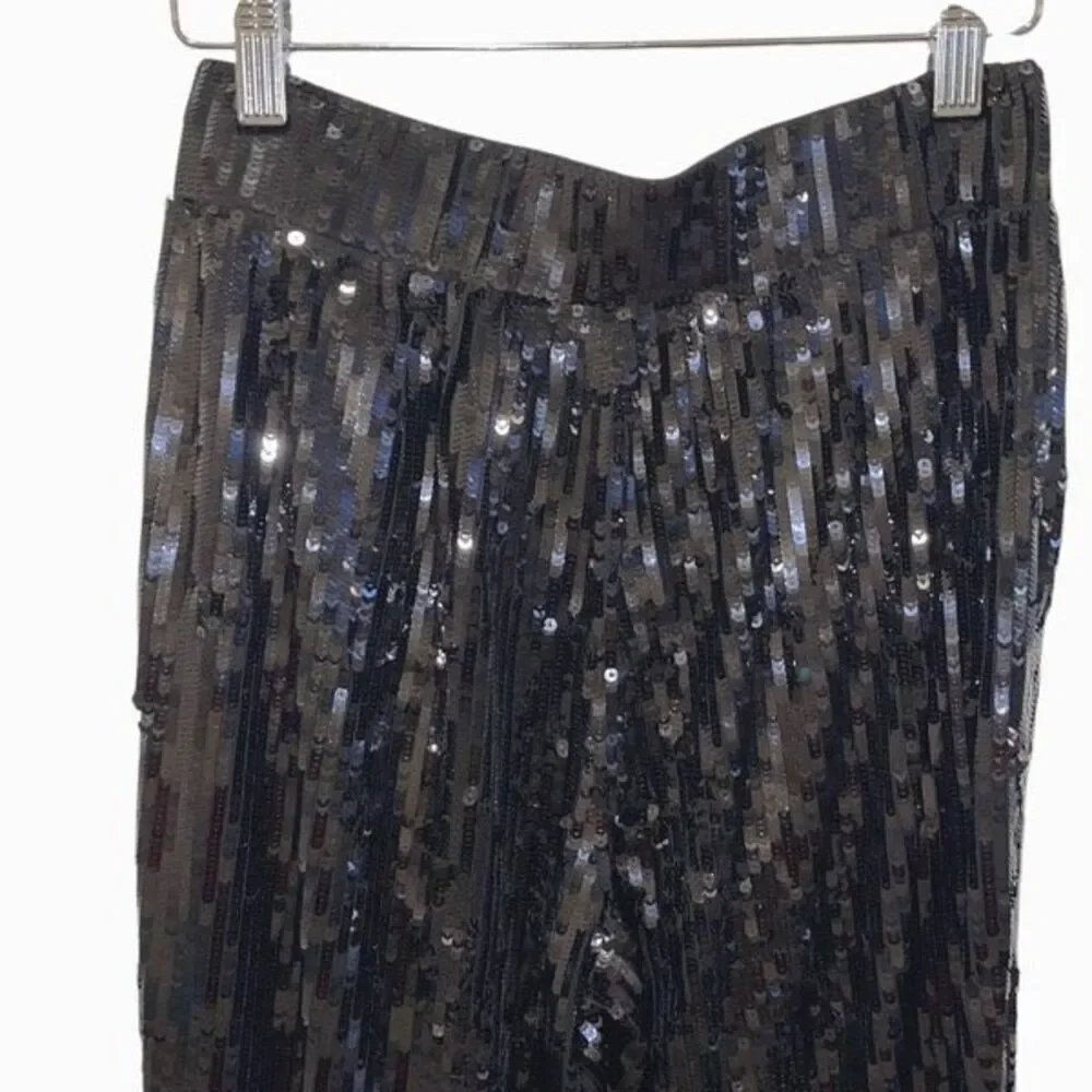 NWT Michael Kors Womens Sequined Tapered Leg Trouser Pants Black‎ Size Small